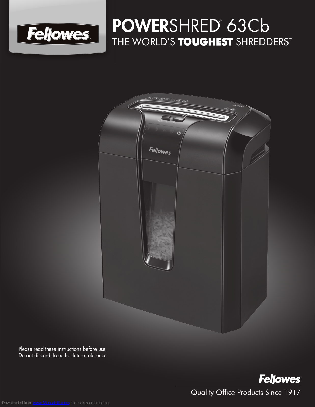 Fellowes POWERSHRED 63Cb, 64Cb Instructions Manual - ManualMachine.com