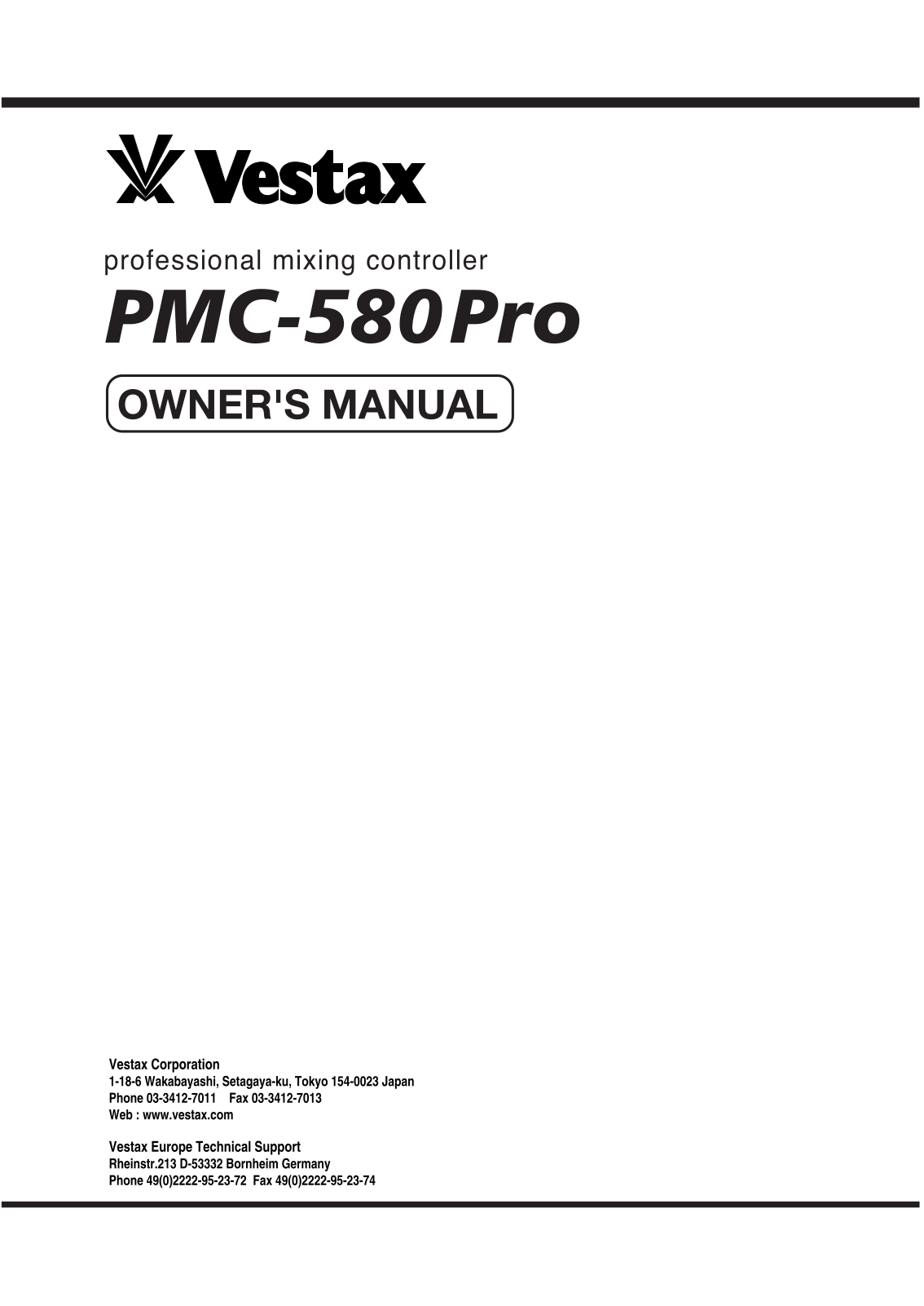 Vestax PMC-580PRO User Manual