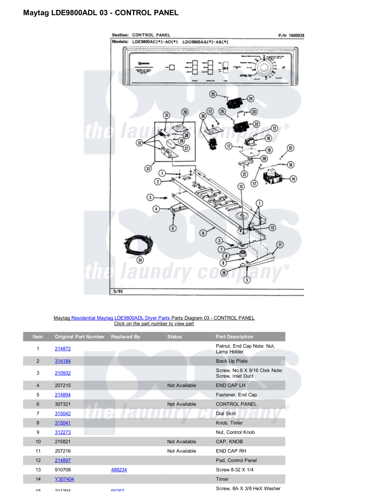 Maytag LDE9800ADL Parts Diagram