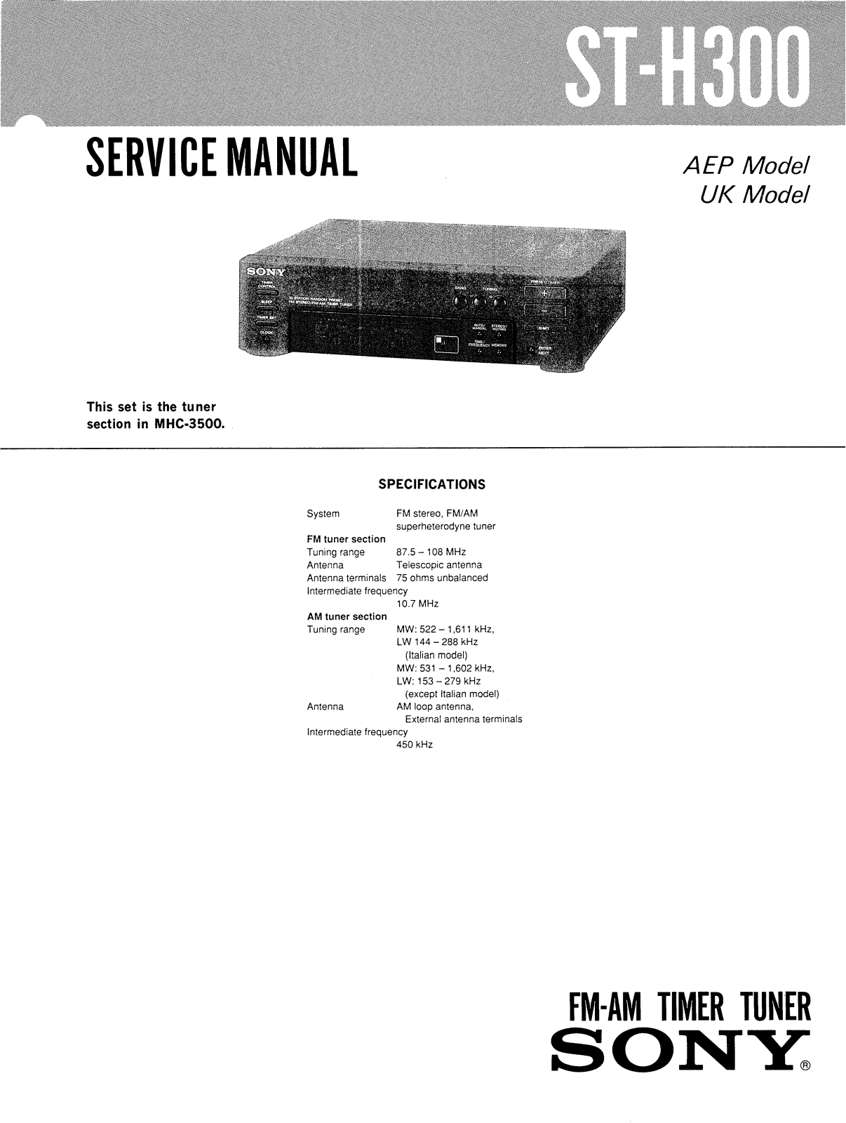 Sony STH-300 Service manual