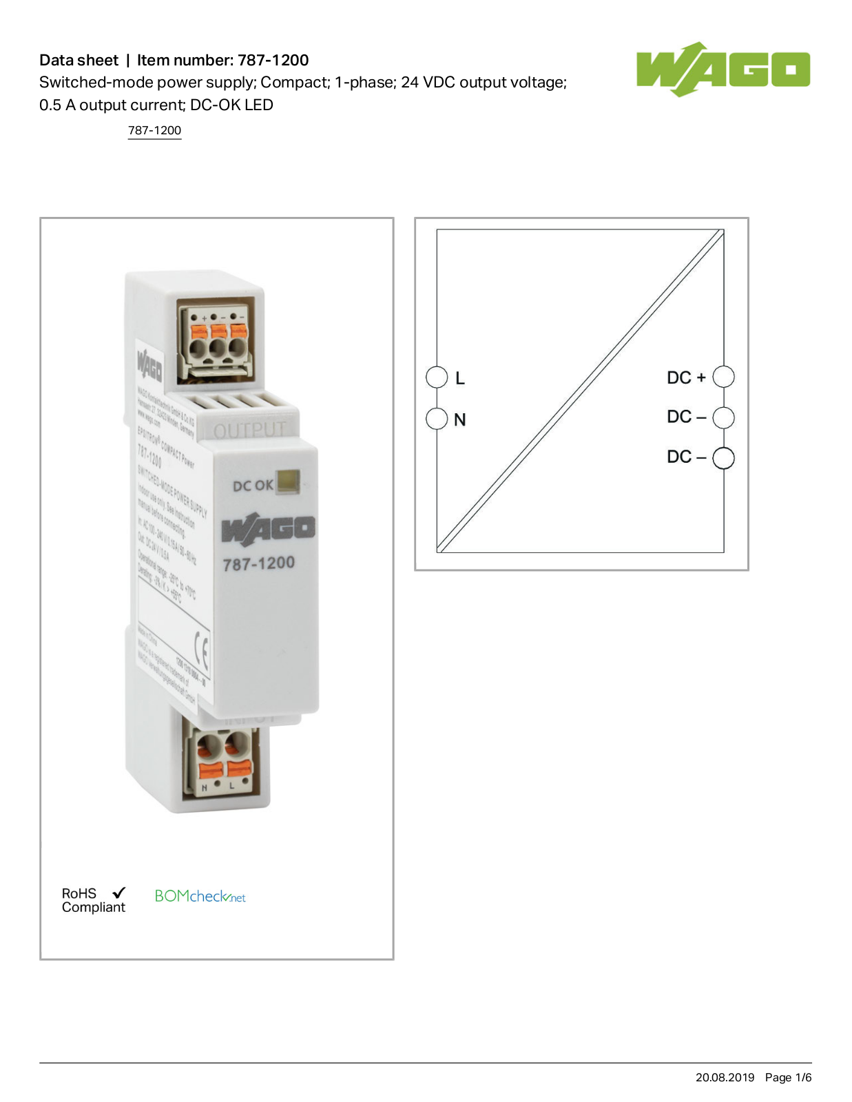 Wago 787-1200 Data Sheet