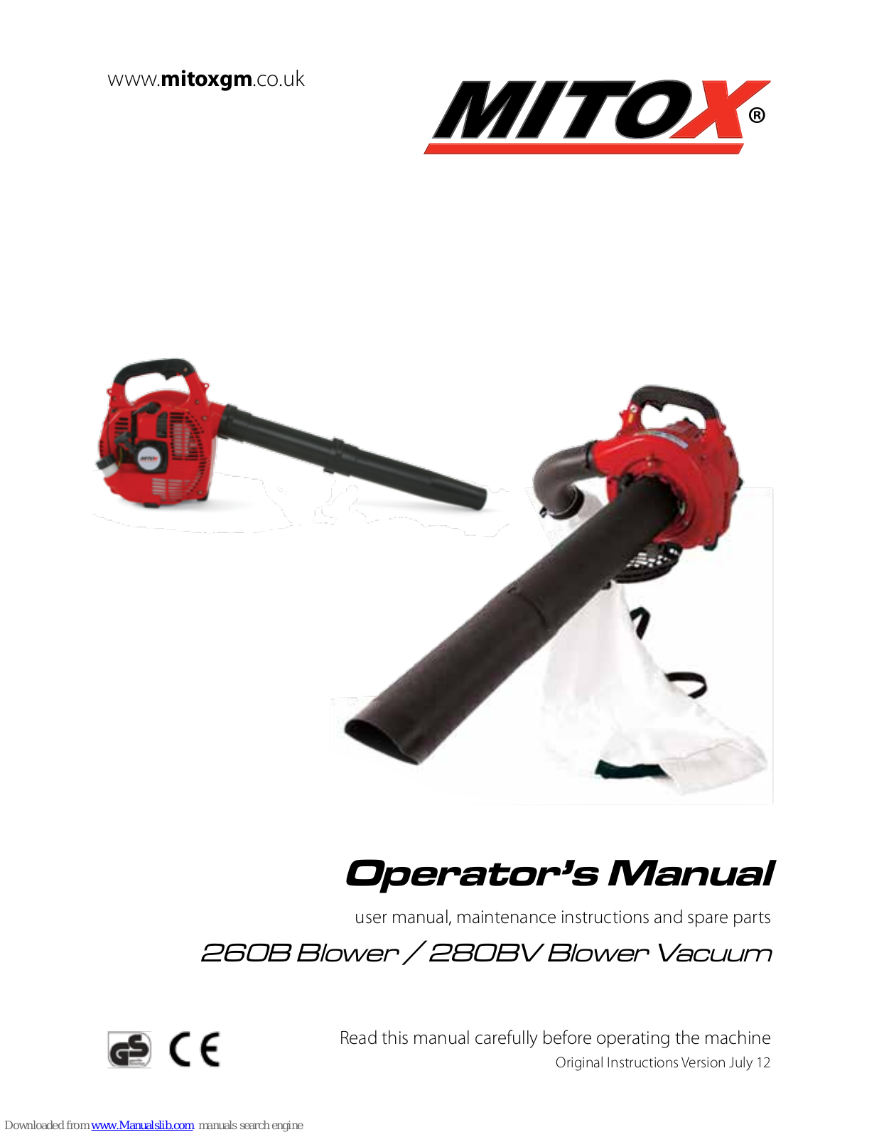 Mitox 260B, 280BV Operator's Manual