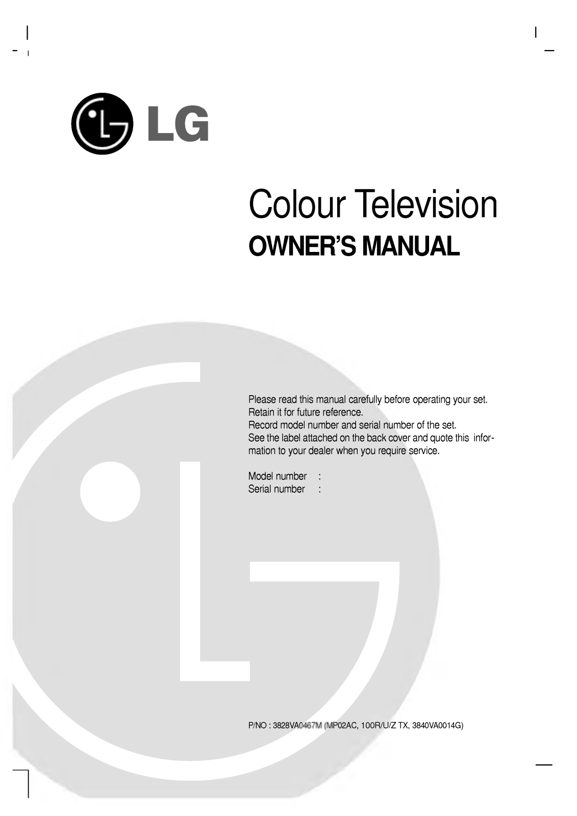 LG RT-44NA63RB Owner's Manual