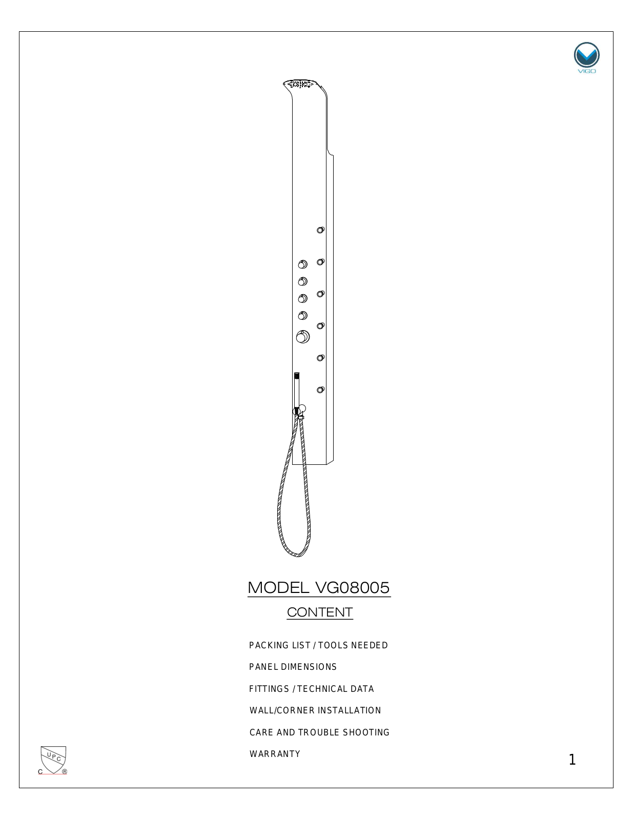 Vigo VG08005 User Manual