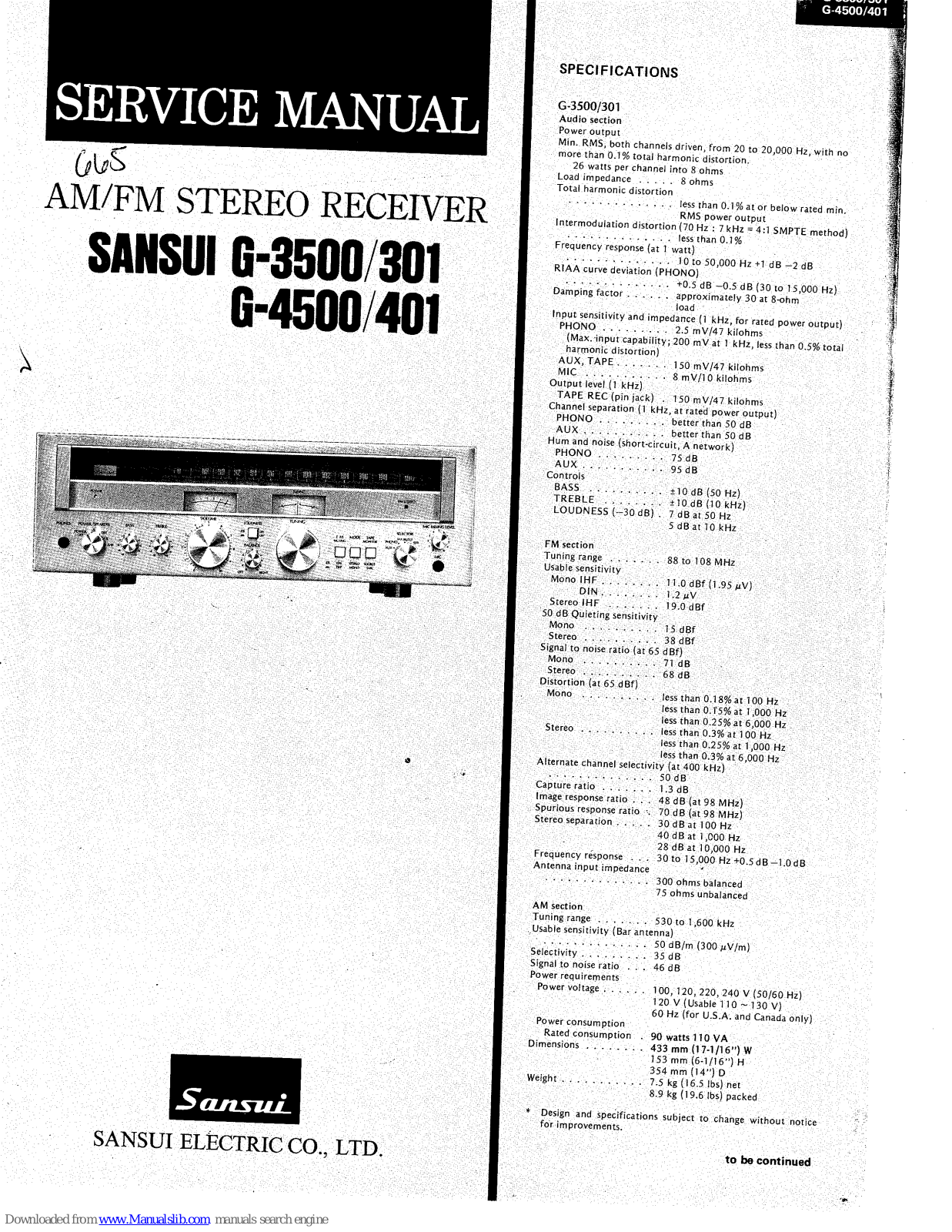 Sansui G-3500/301, G-4500/401 Service Manual