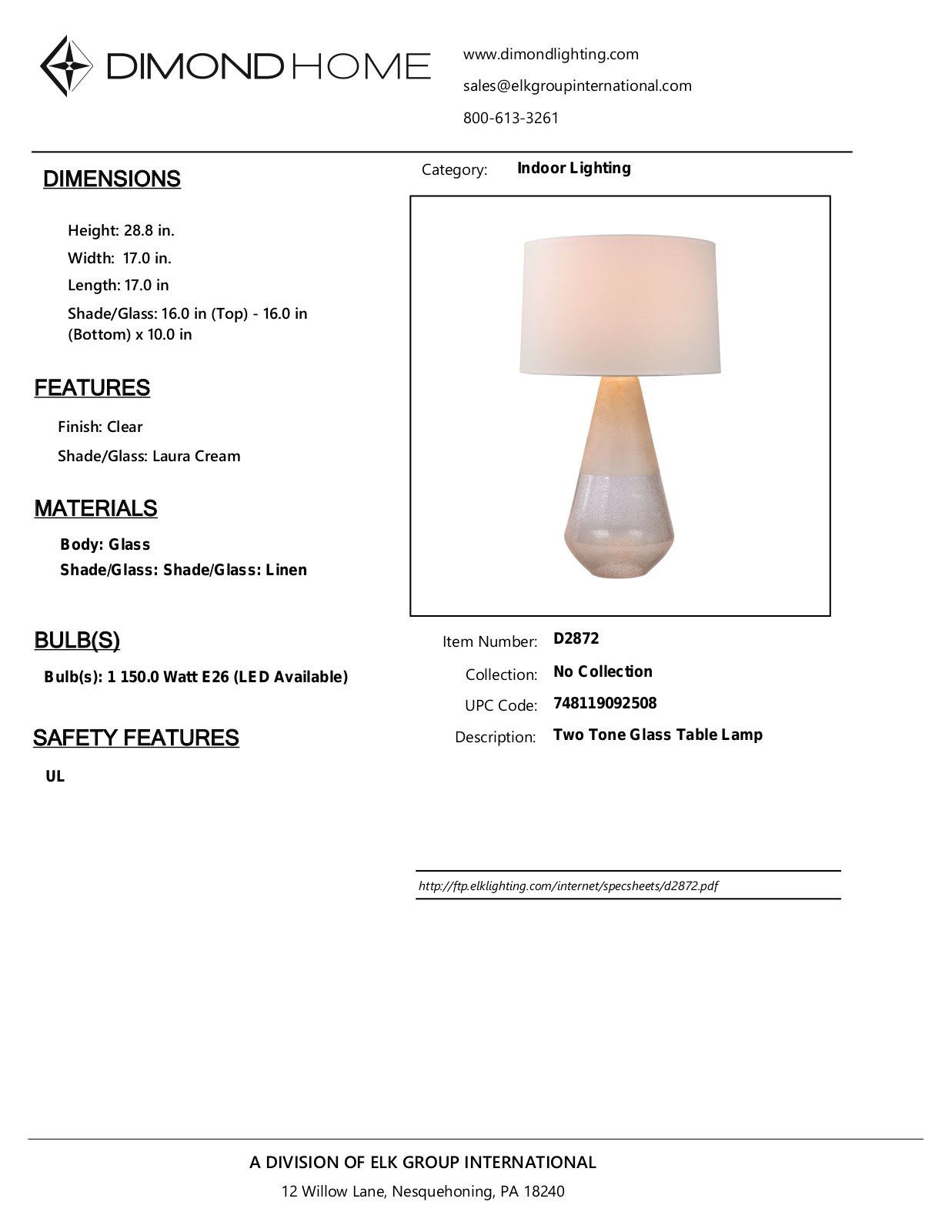 ELK Home D2872 User Manual