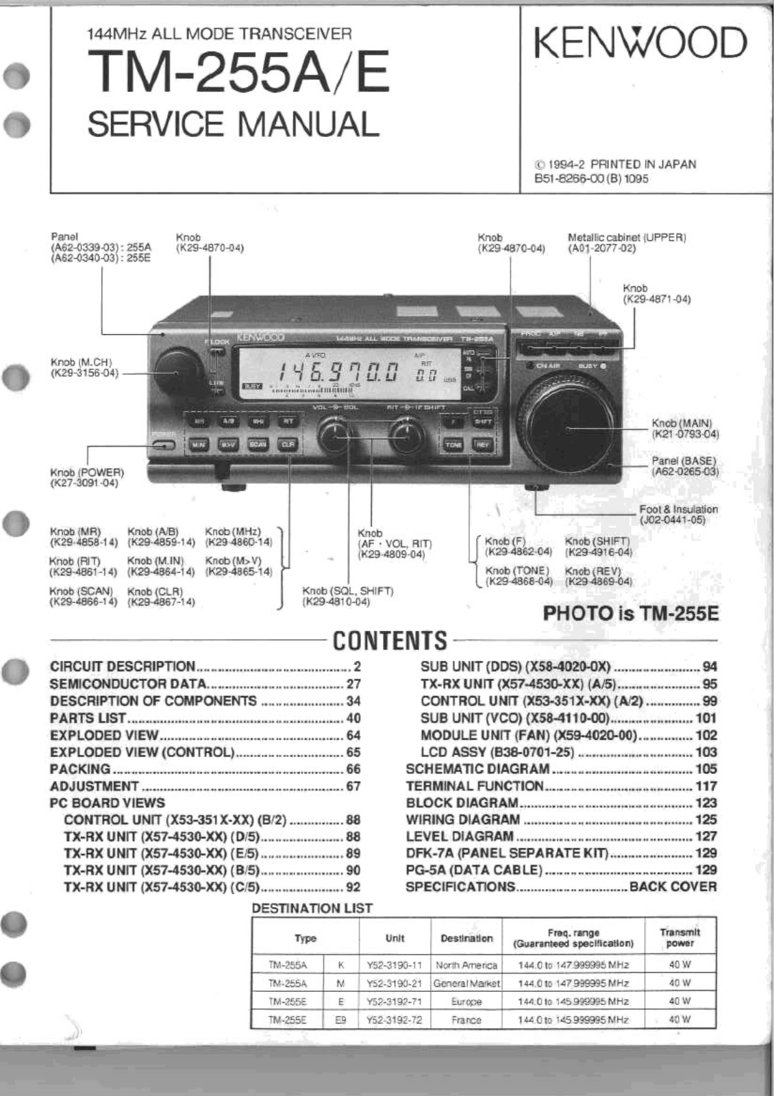 Kenwood TM-255-E Service Manual