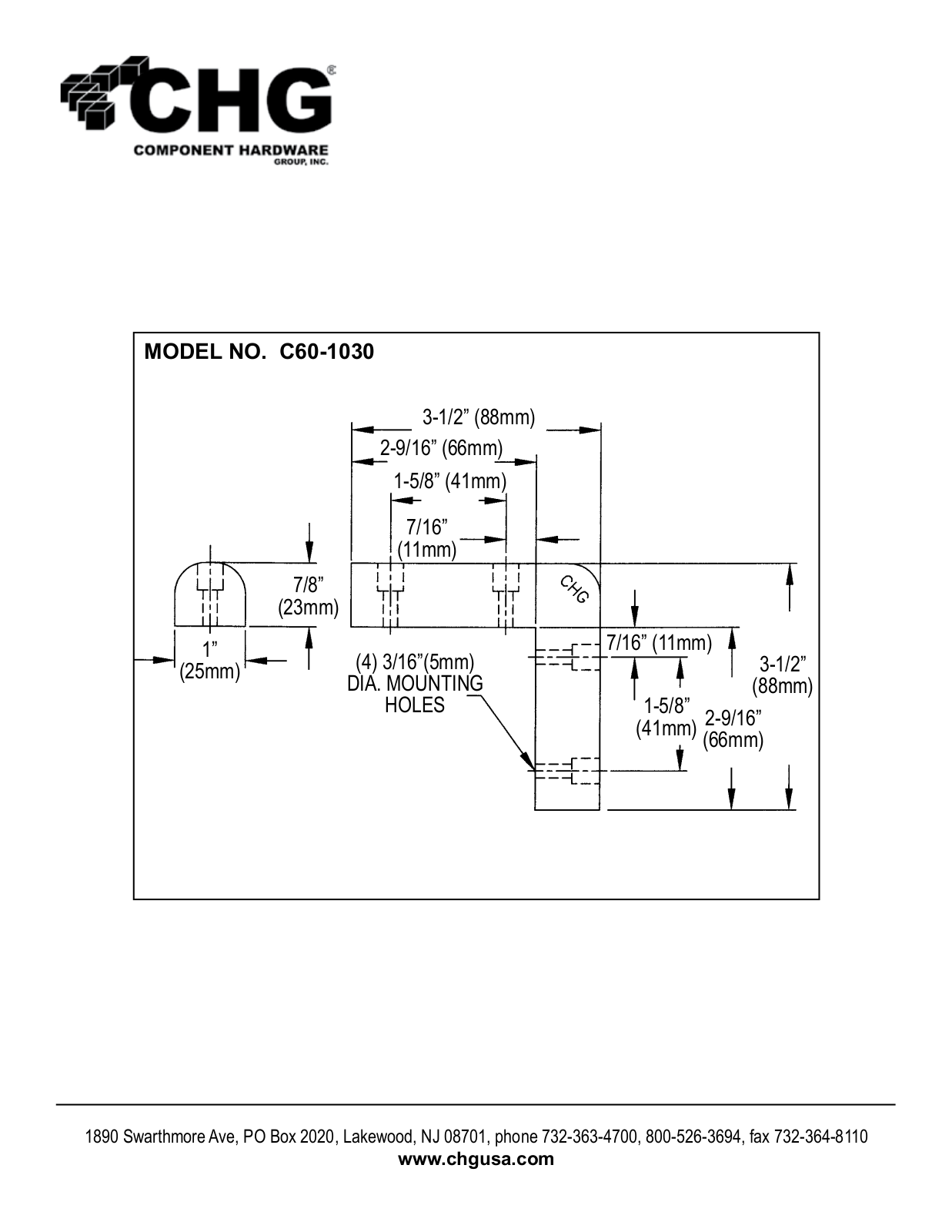 Component Hardware C60-1030 User Manual