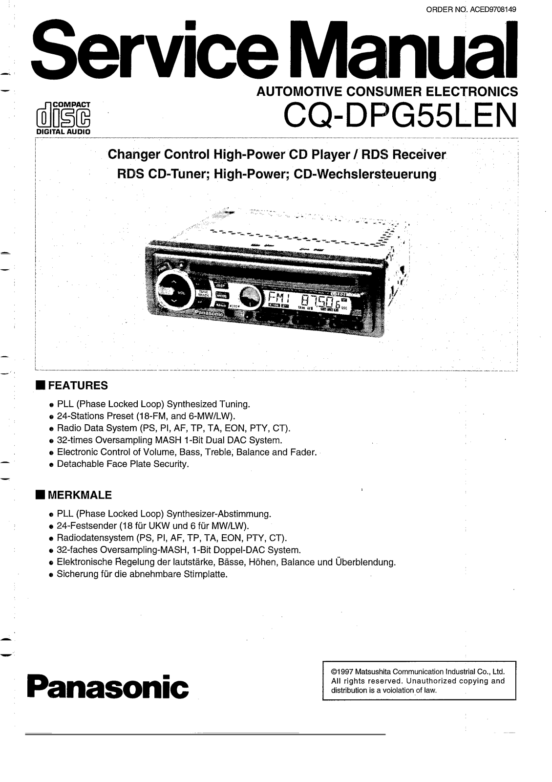 Panasonic CQ-DPG55LE Service Manual
