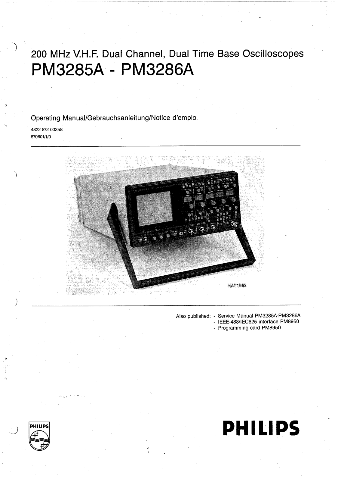 Philips PM3286A, PM3285A User Manual