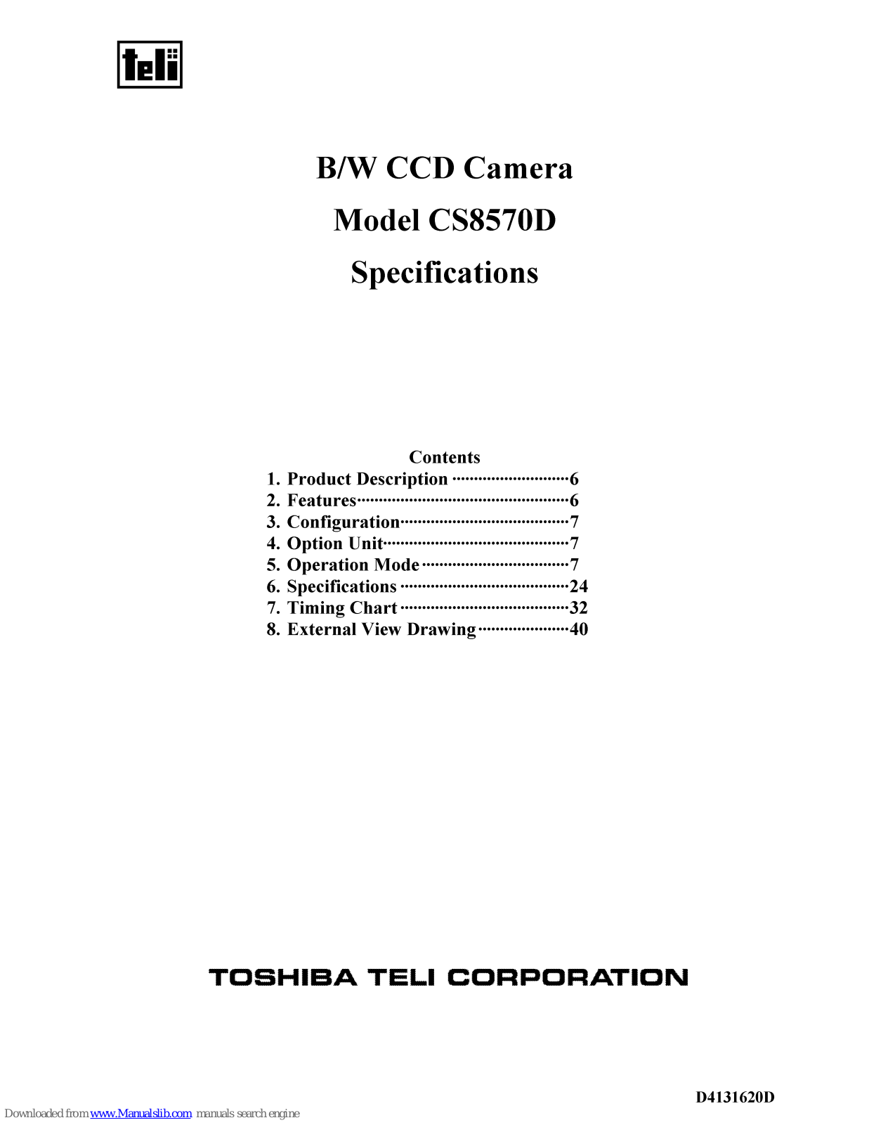 Teli CS8570D Specifications - ManualMachine.com