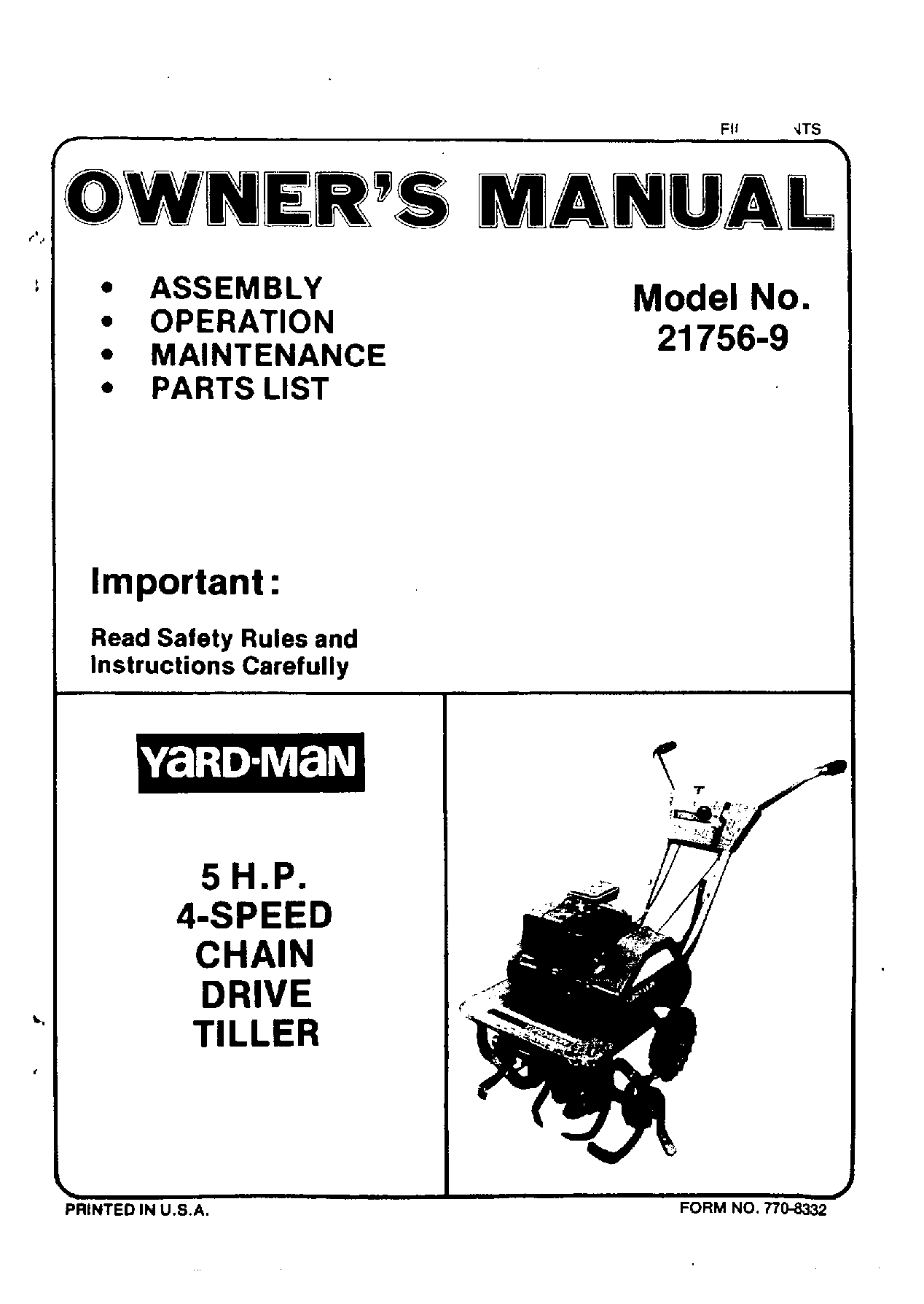 Yard-Man 21756-9 User Manual