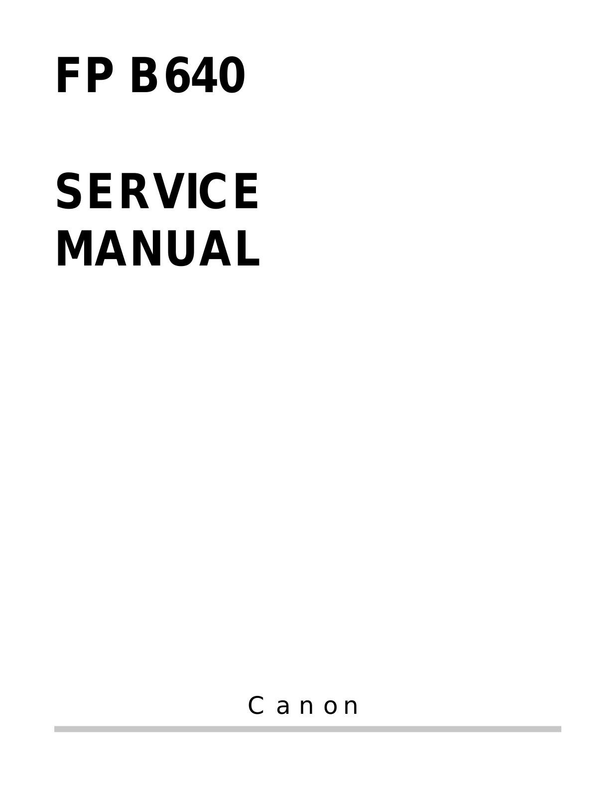 canon FP B640 Service Manual