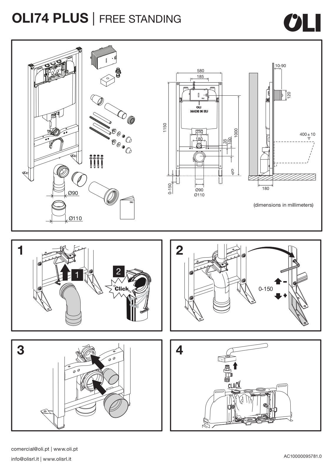 OLI 74 PLUS | FREE STANDING Installation guide