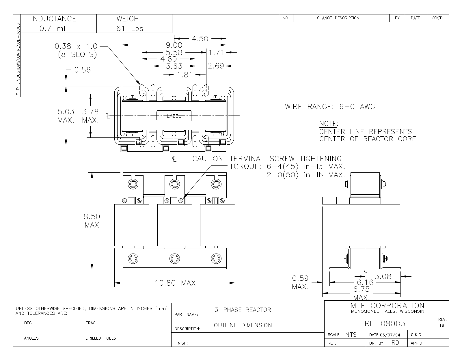 MTE RL-08003 CAD Drawings