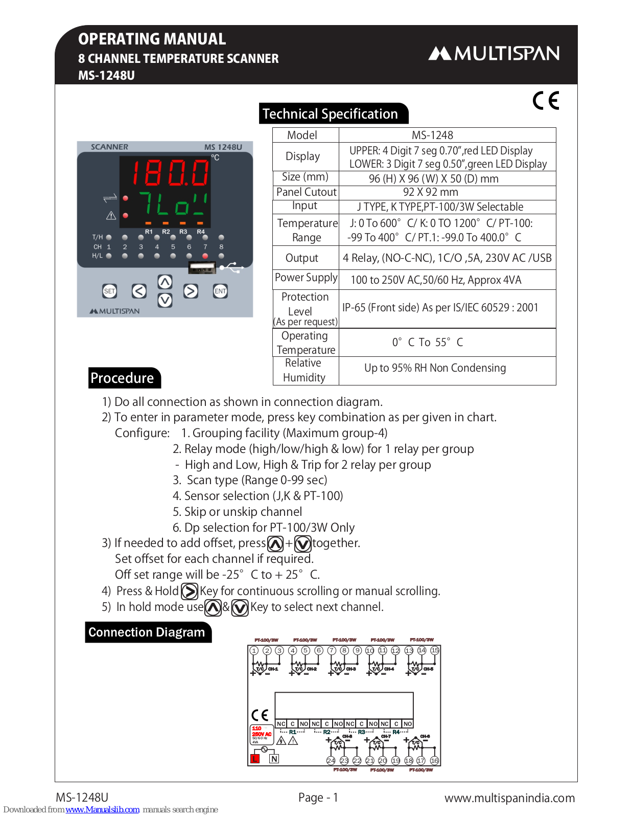 MULTISPAN MS-1248U Operating Manual