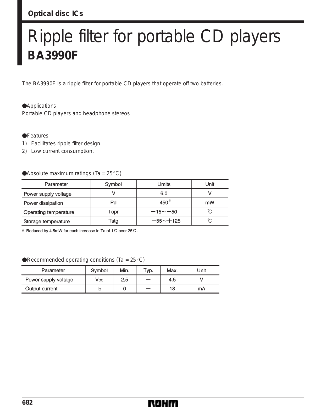 ROHM BA3990F Datasheet