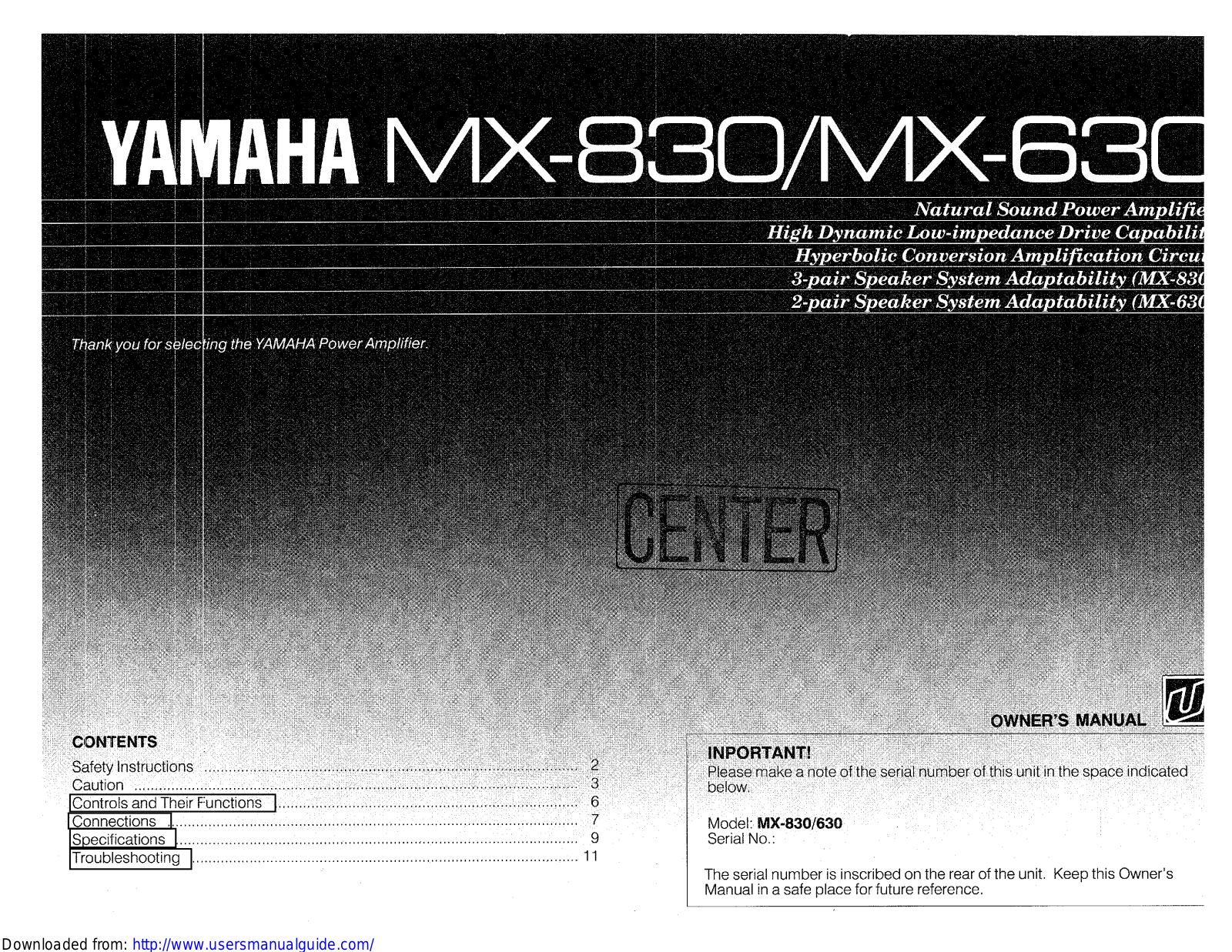 Yamaha Audio MX-630 User Manual