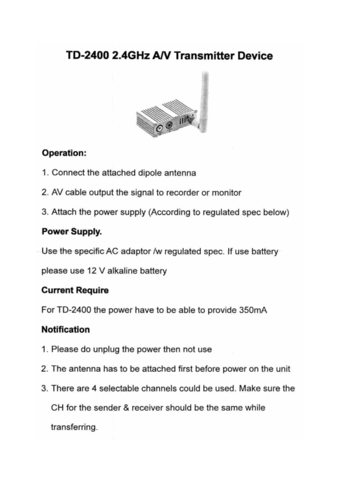 LawMate Technology TD2400 User Manual