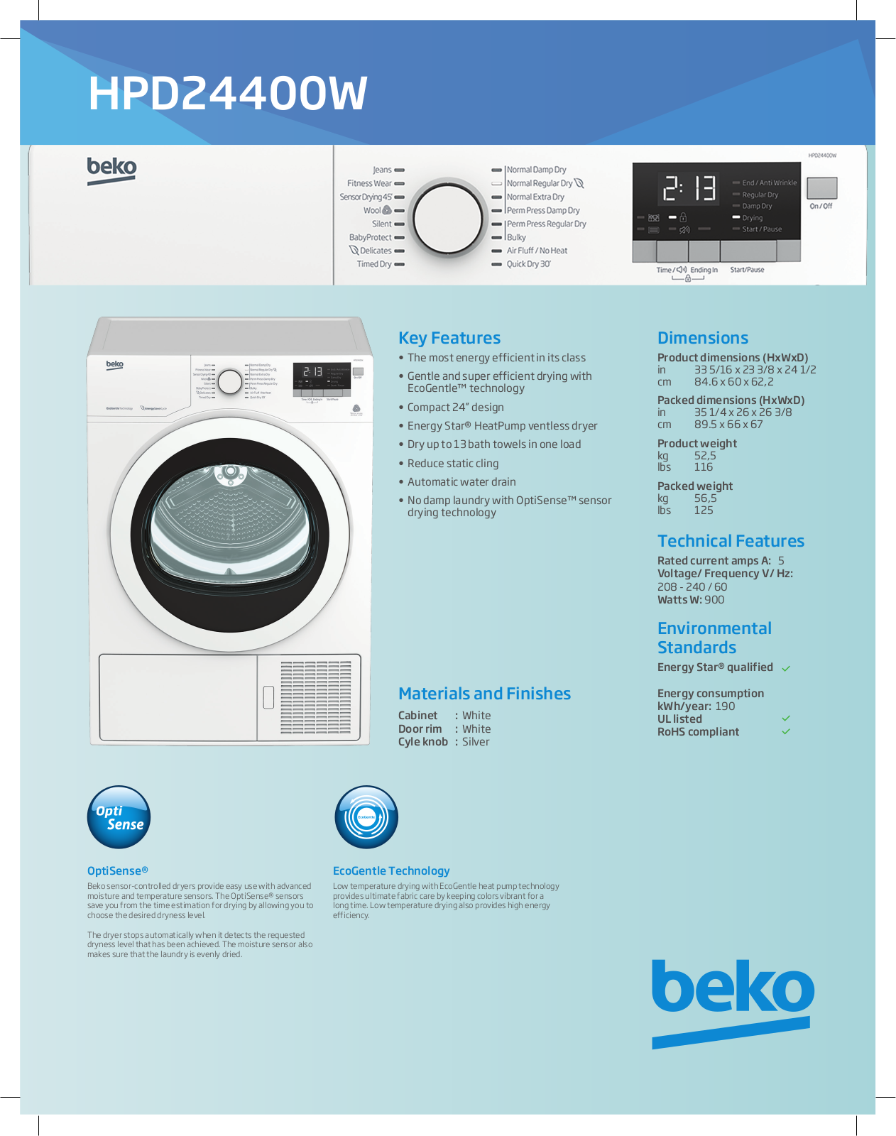 Beko HPD24400W Specification
