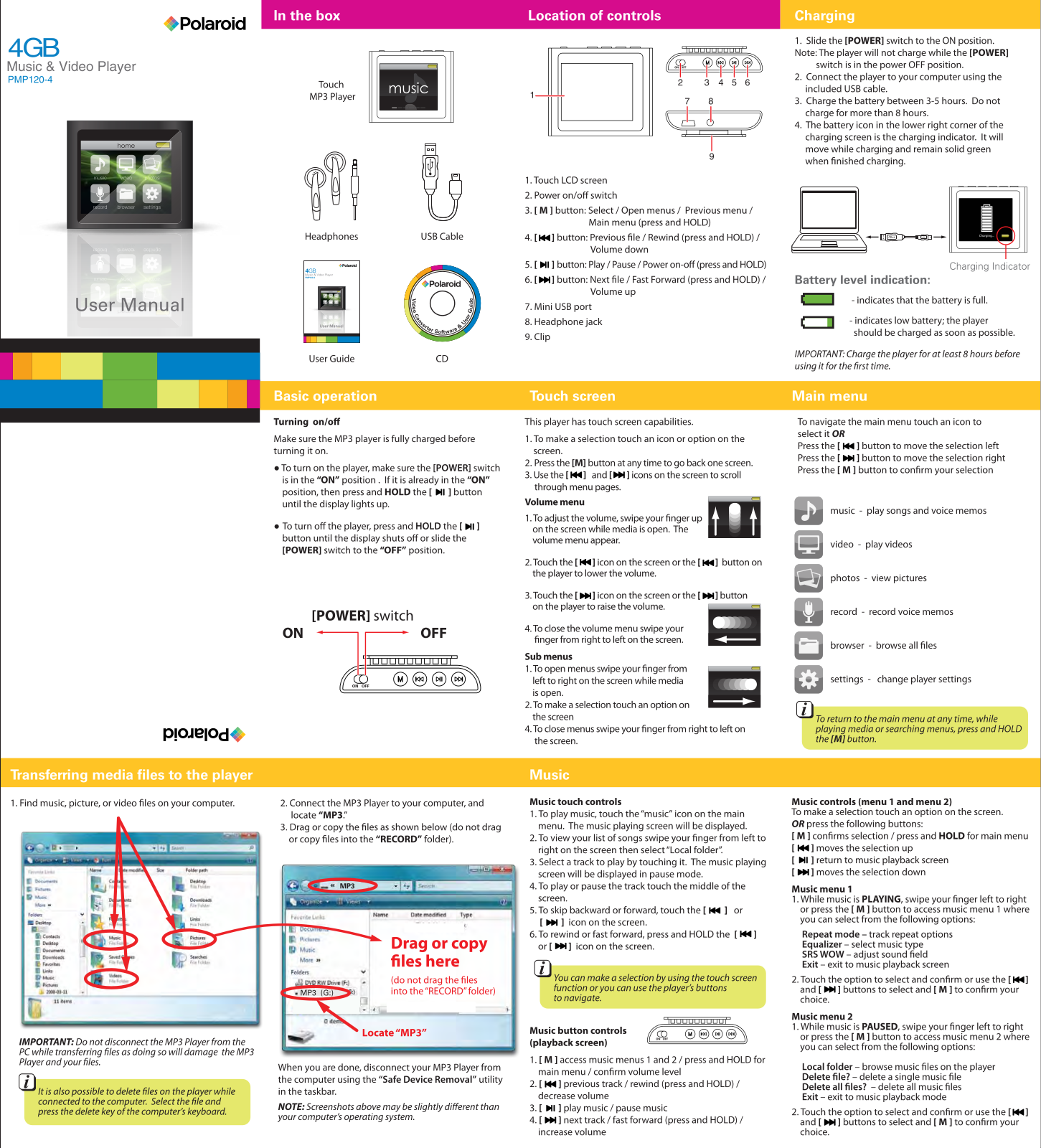 Polaroid PMP120-4 User Manual