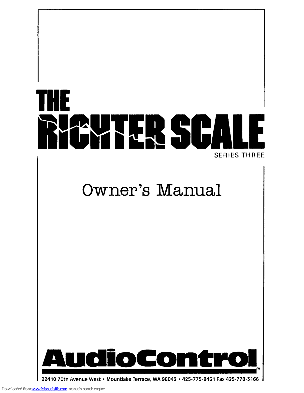 Audio Control Richter Scale 3 Owner's Manual