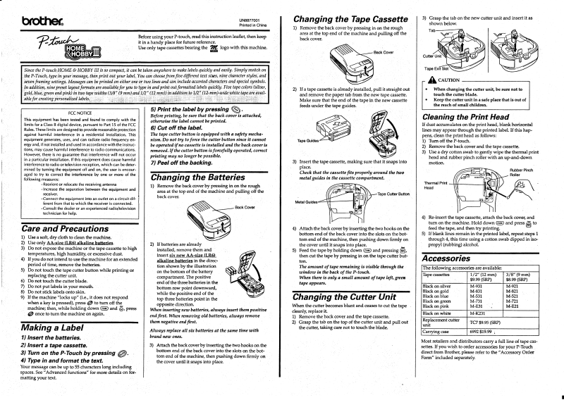 Brother PT-85 User Manual