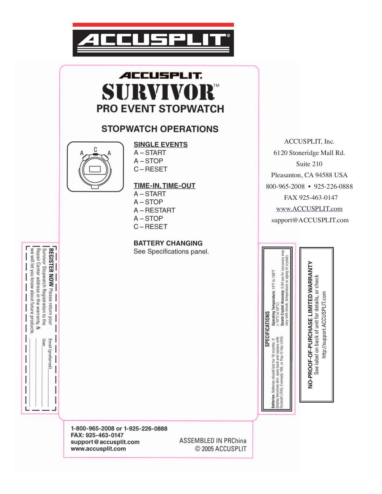 Accusplit S3E User Manual