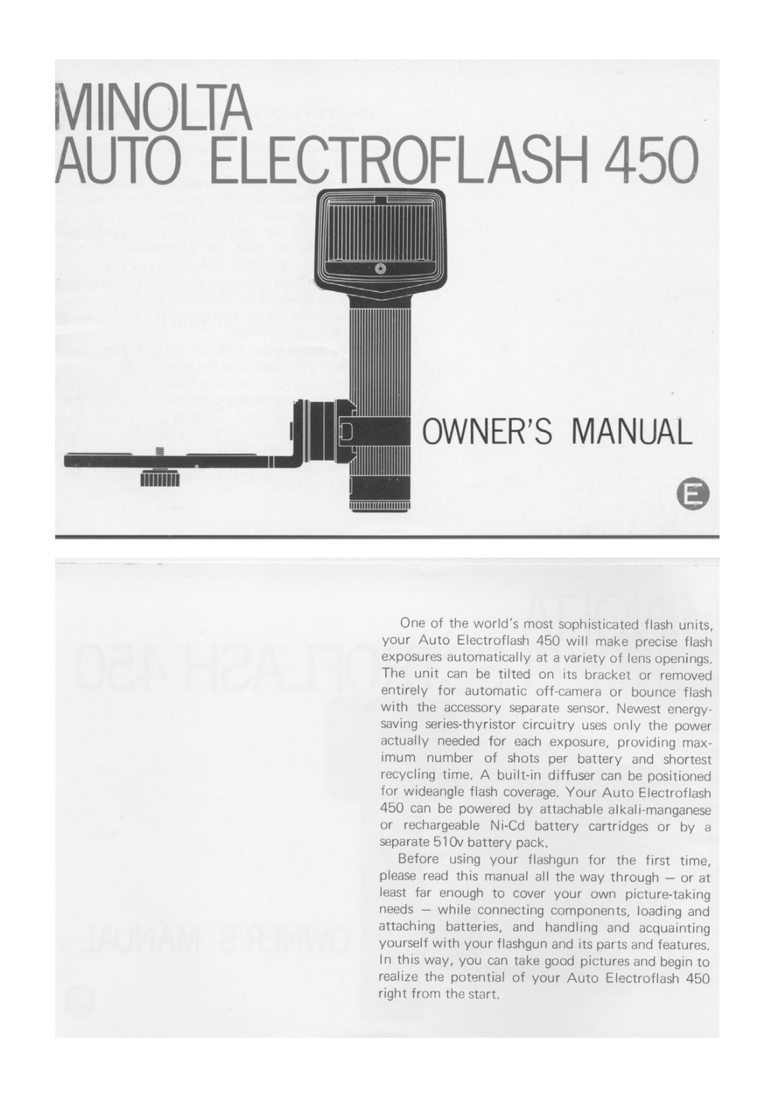 Minolta AUTO ELECTROFLASH 450 owners Manual