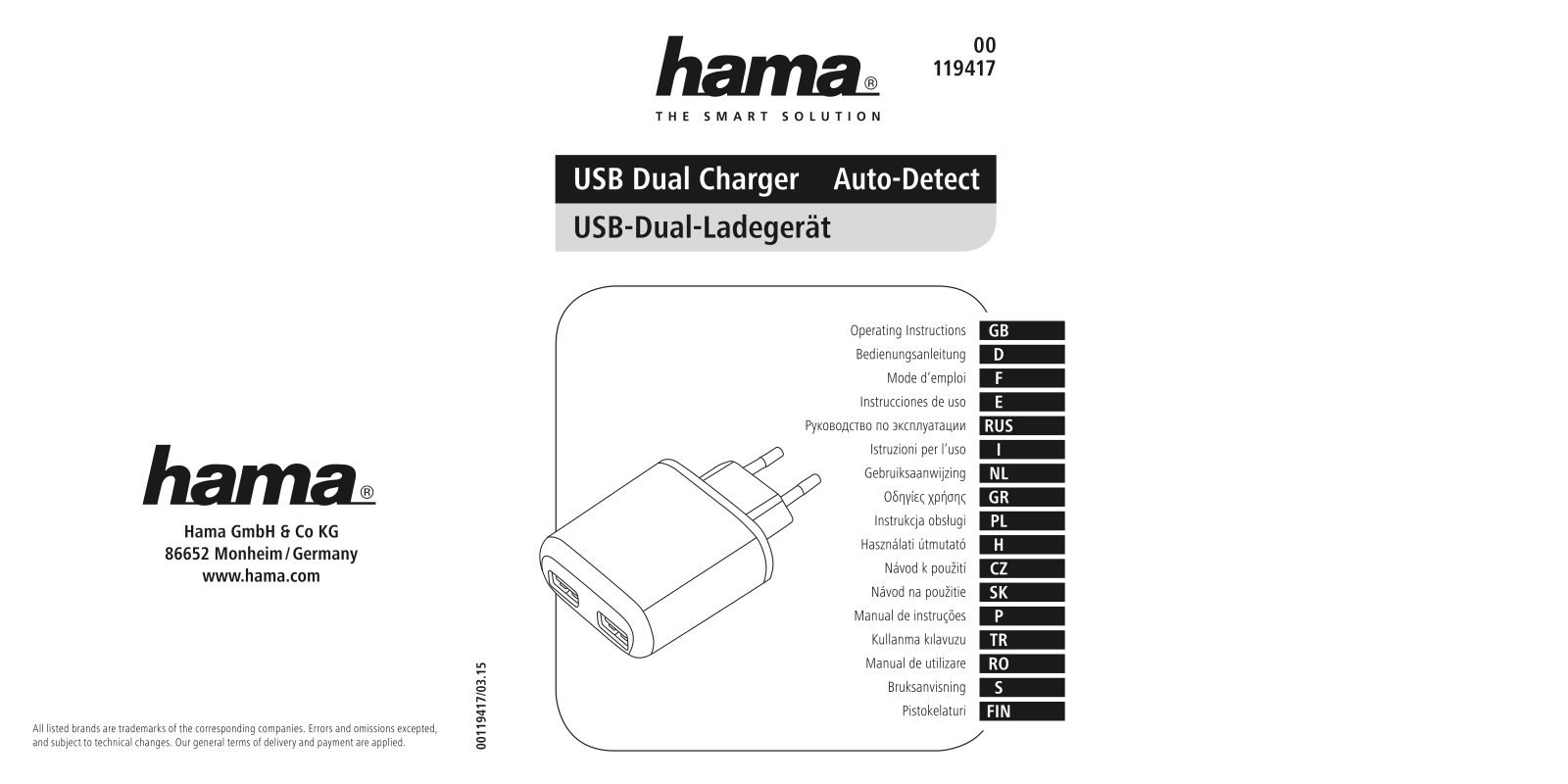 Hama 00119417 User manual