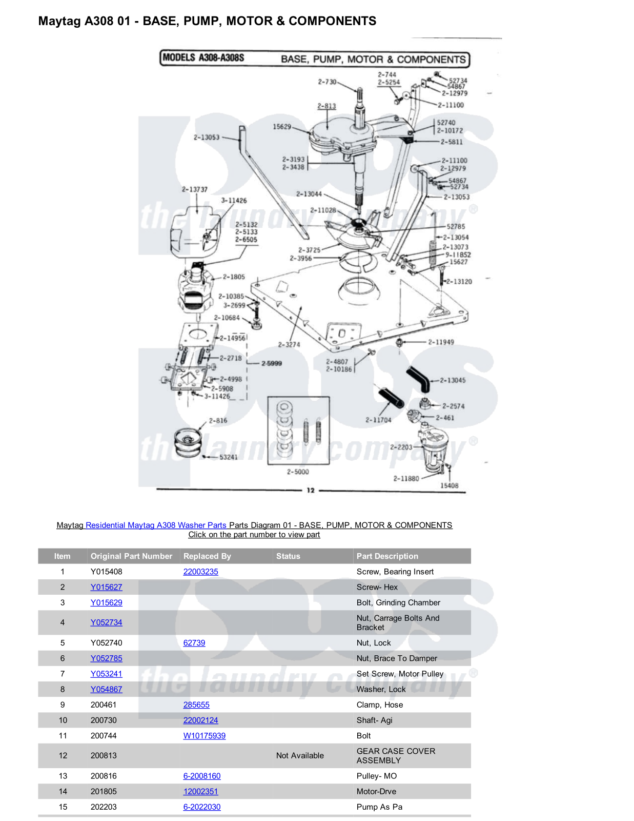 Maytag A308 Parts Diagram