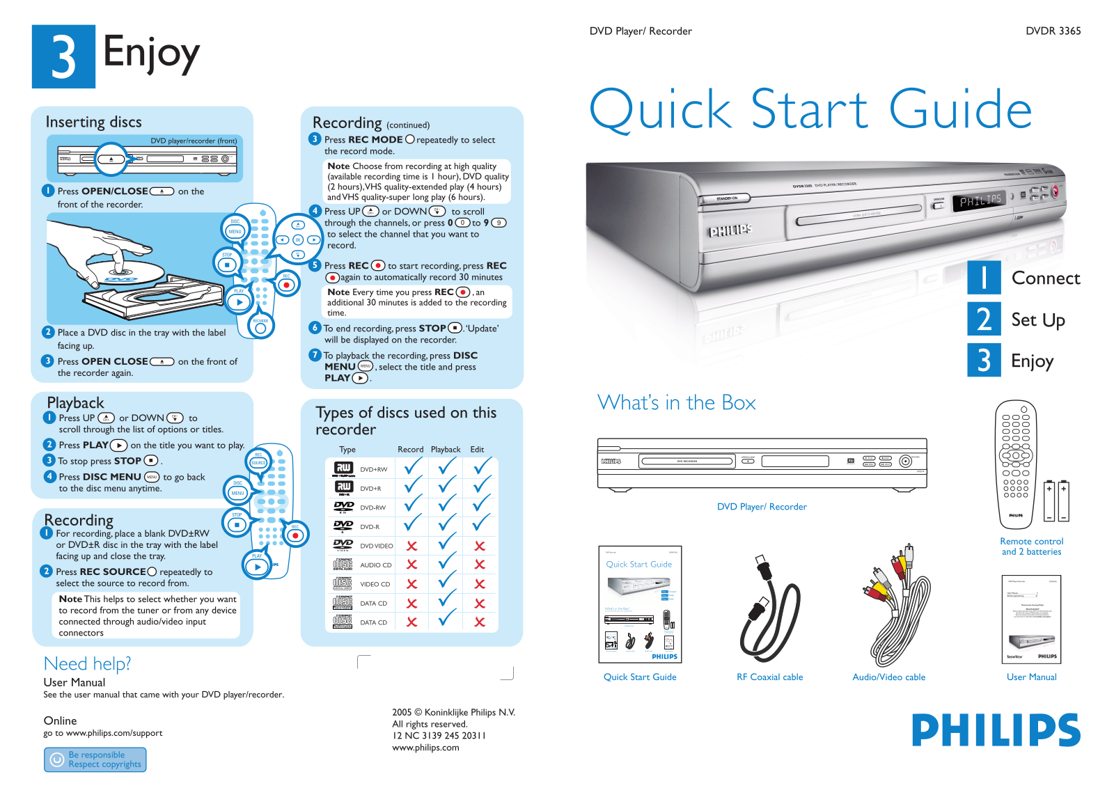 Philips DVDR3365/75 quick start guide - ManualMachine.com