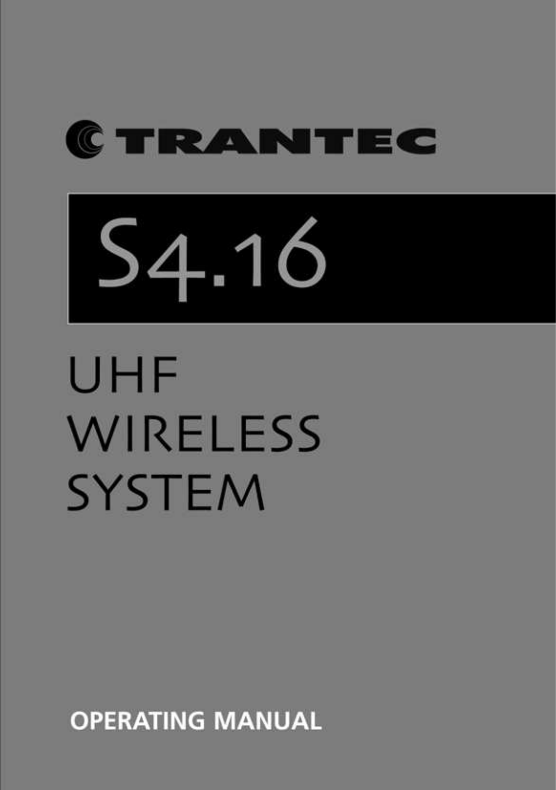 Trantec S4.16 Operation Manual