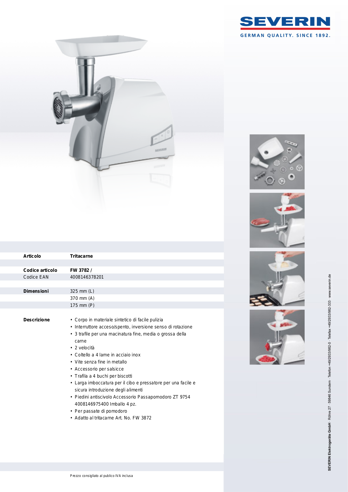 Severin FW 3782 User Manual