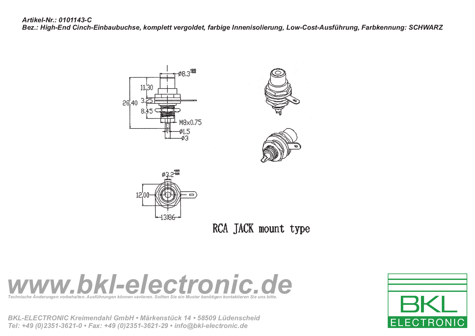 BKL BKL 0101143-C Datasheet - ManualMachine.com