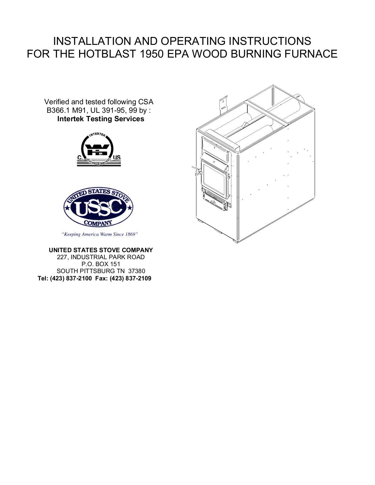 United States Stove 1950 User Manual