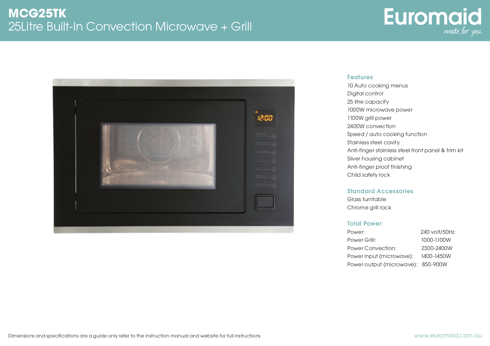 Euromaid MCG25TK Datasheet - ManualMachine.com