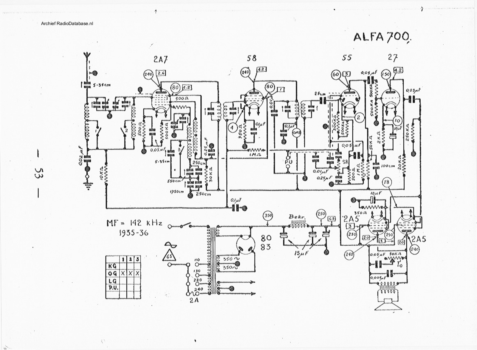 Alfa 700  1935 schematic