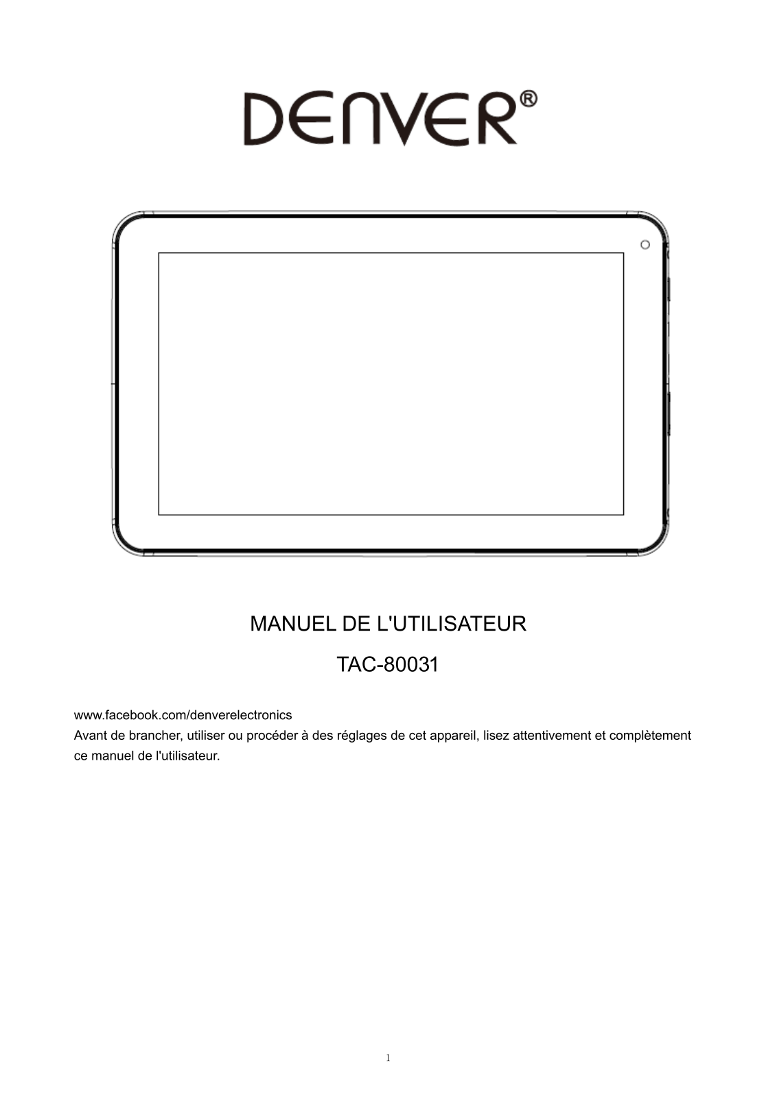 Denver TAC-80031 User Manual