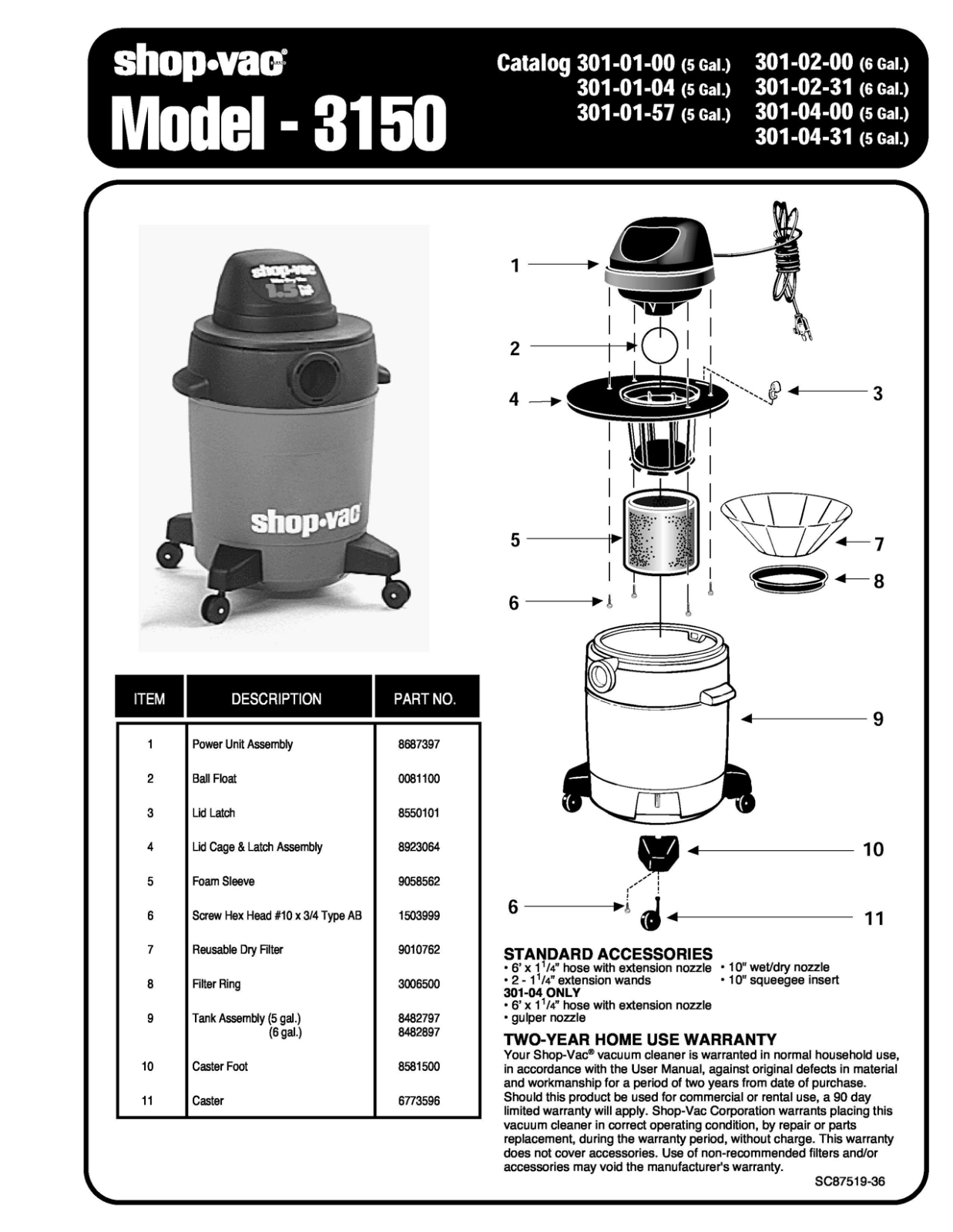 Shop Vac 3150 Owner's Manual