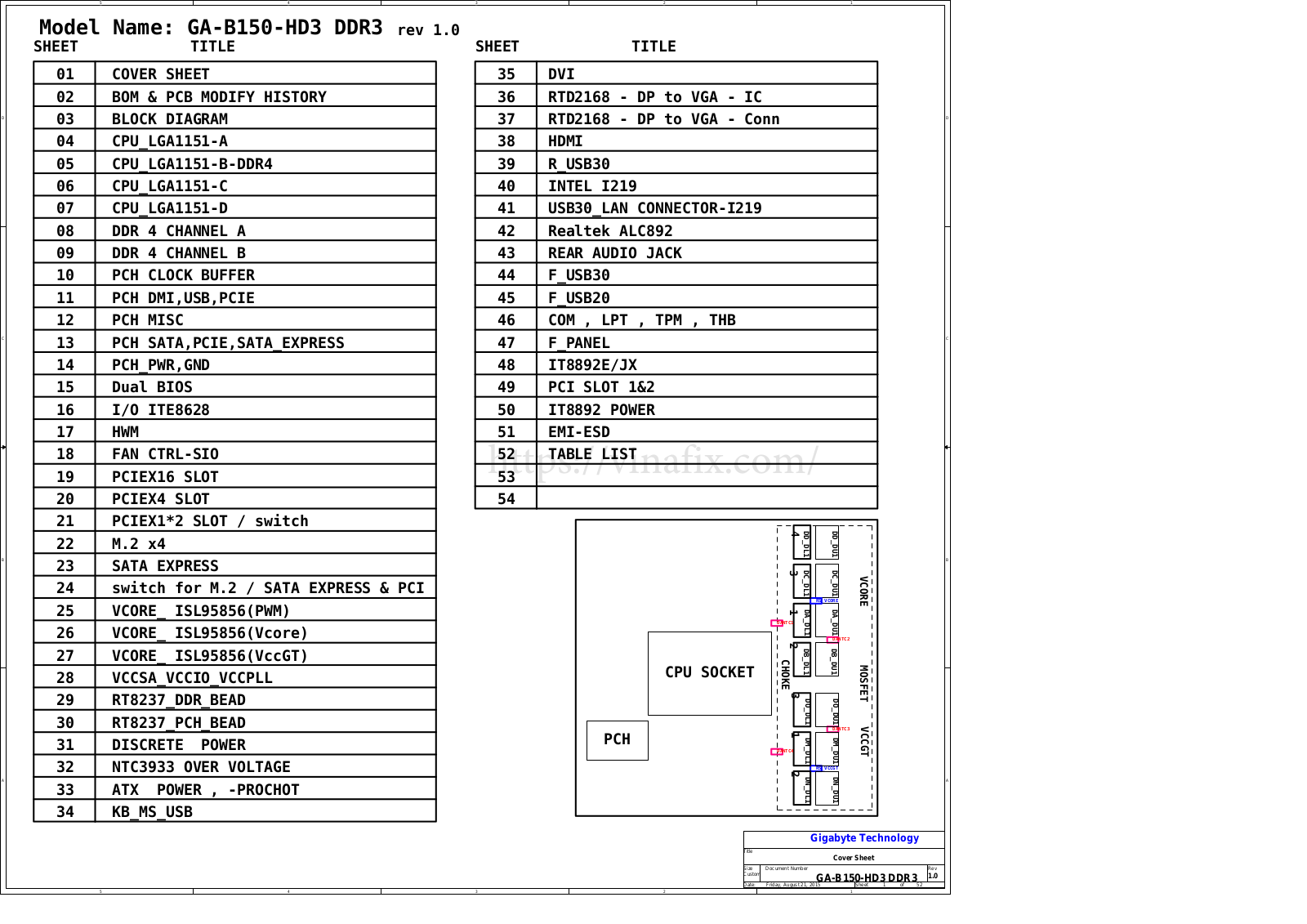 Gigabyte GA-B150-HD3 DDR3 REV1.0 Schematic