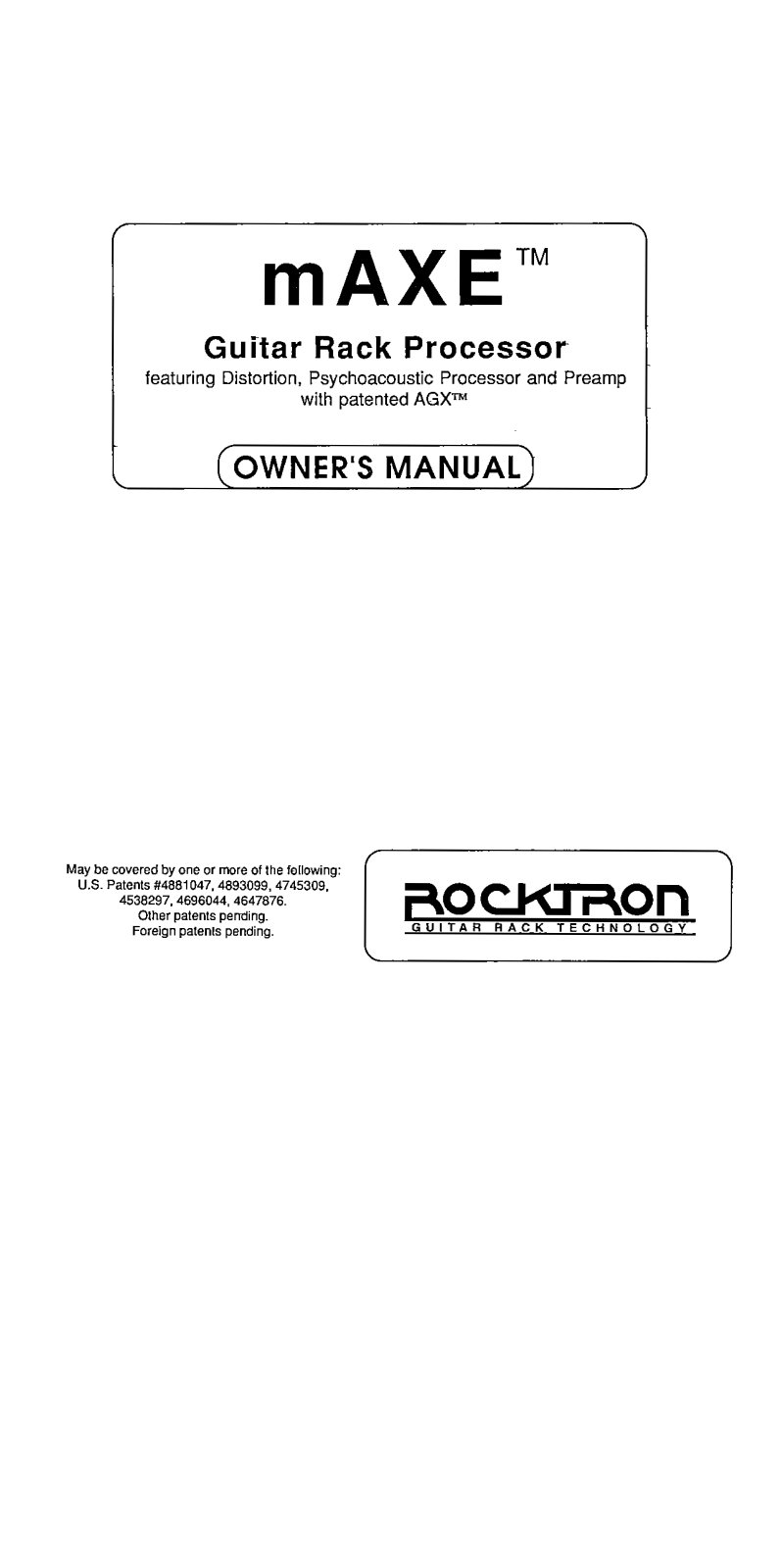 Rocktron MAXE User Manual