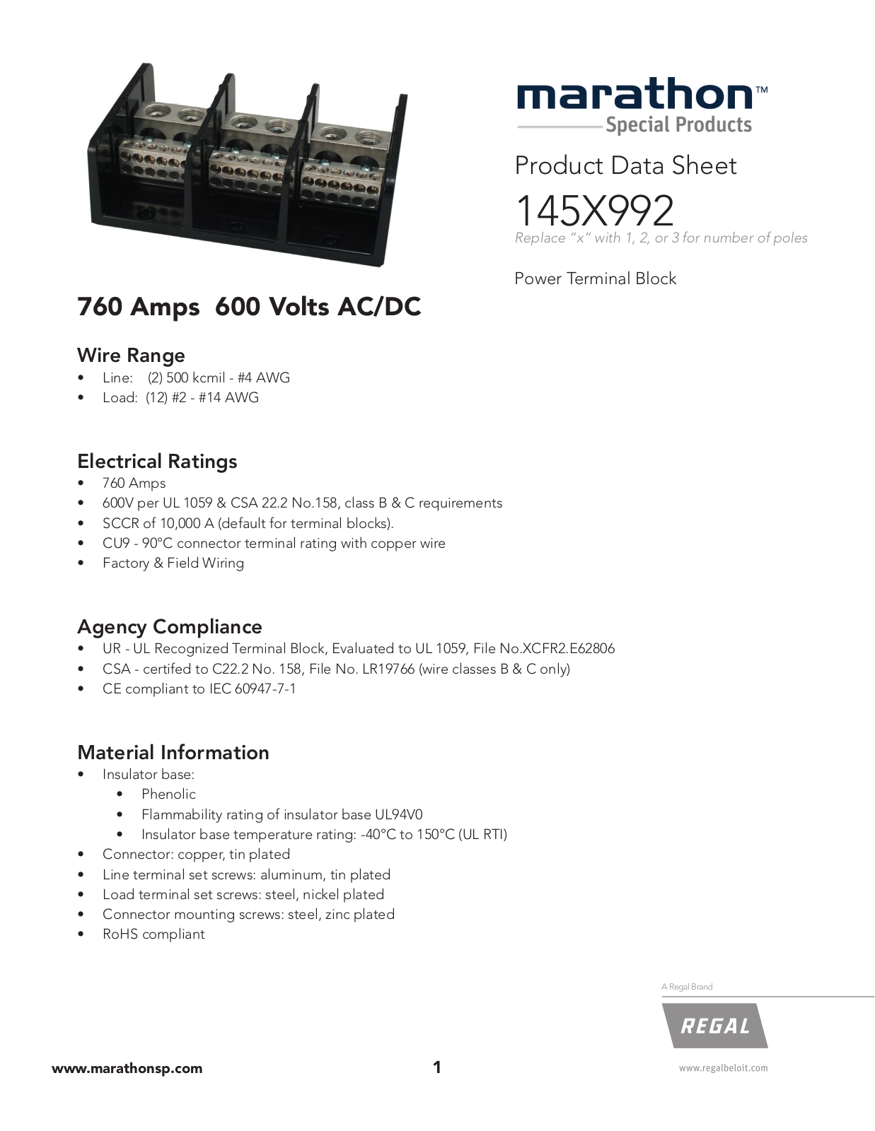 Marathon Special Products 145X992 Data Sheet