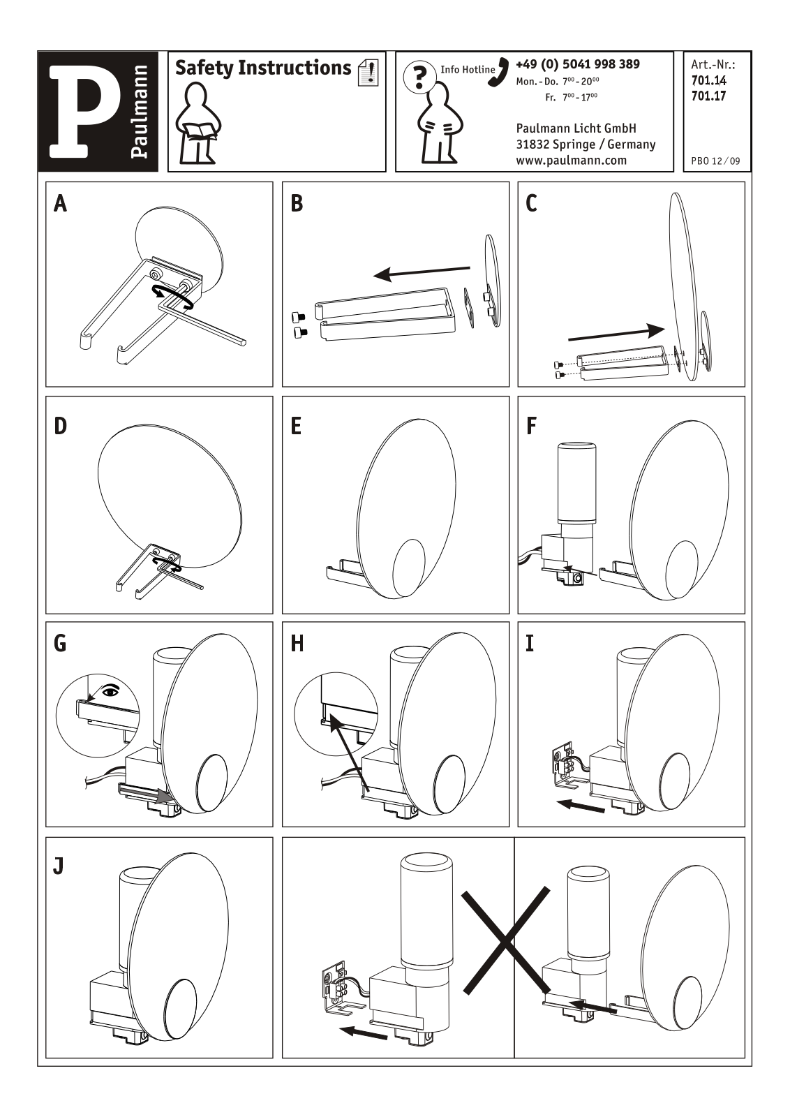 Paulmann 70114, 70117 Safety instructions - ManualMachine.com