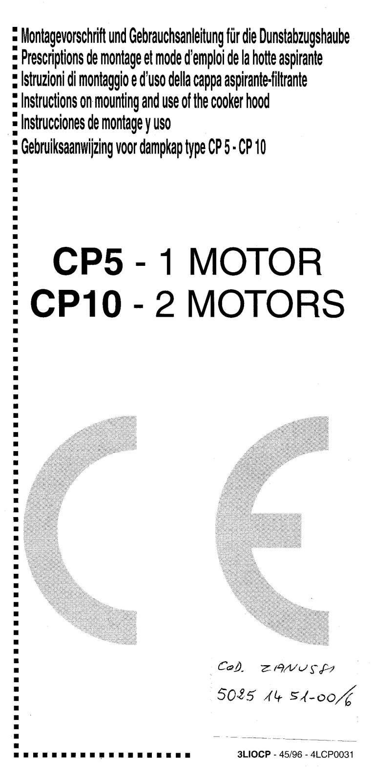 Zanker CP5BWN, CP10X, CP10BK, CP5W, CP5X Instruction Manual