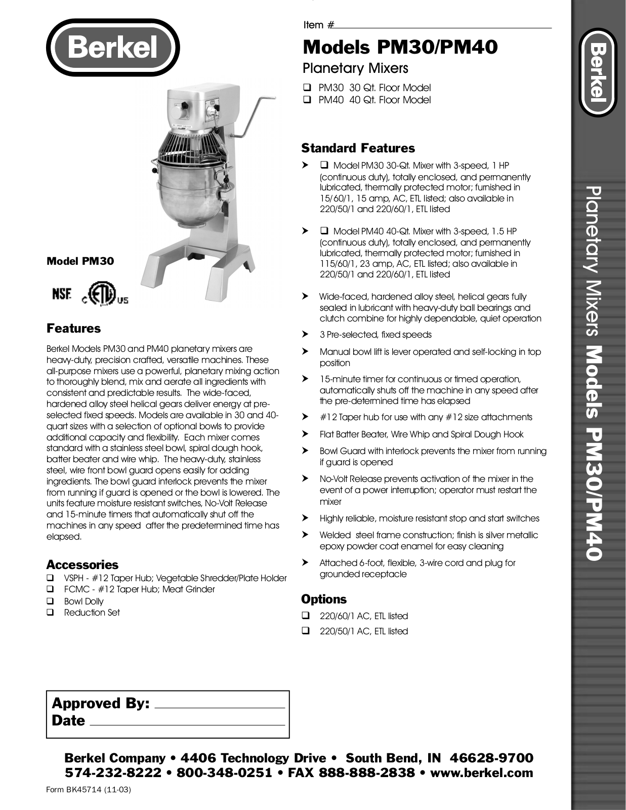 Berkel PM30, PM40 General Manual