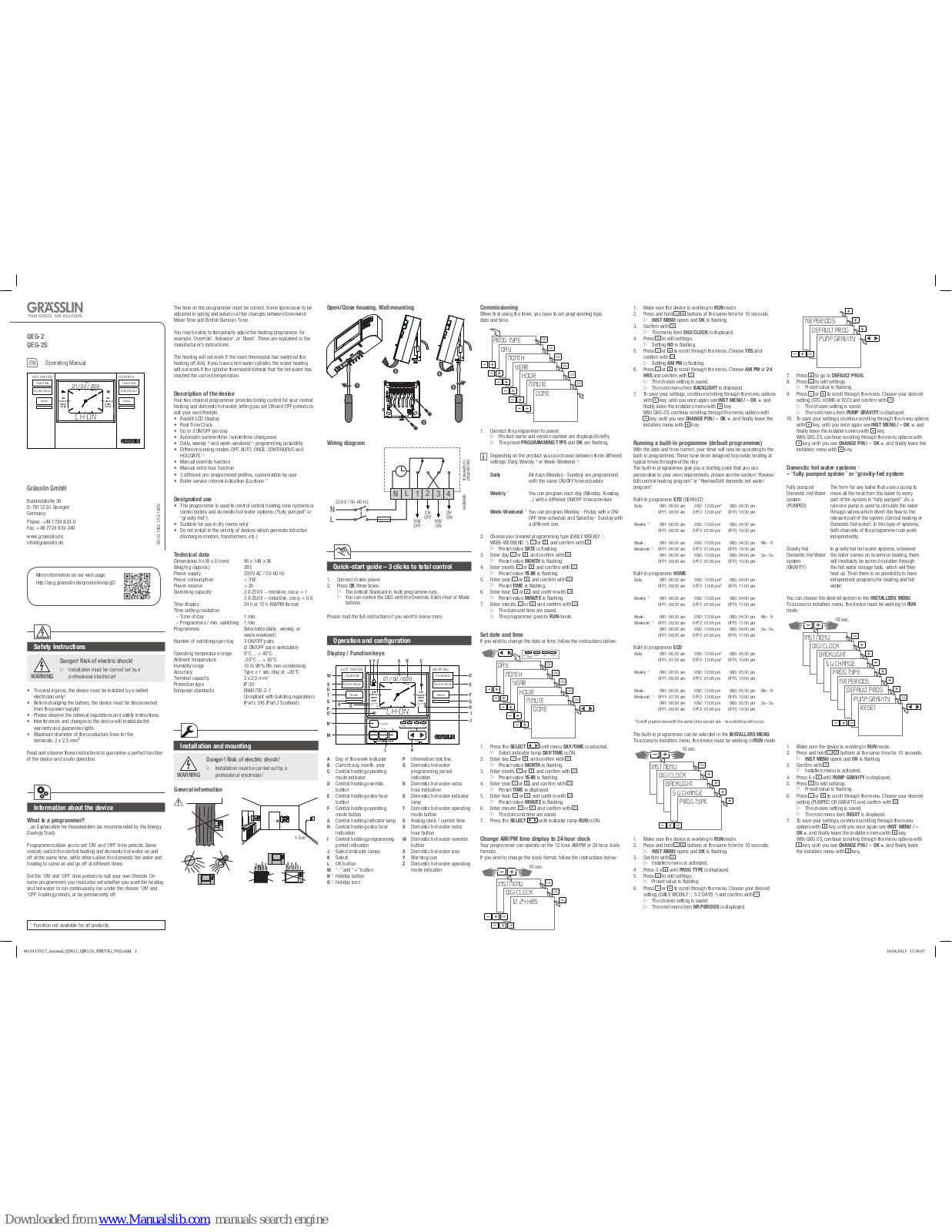 Grasslin QEG-2, QEG-2S Operating Manual