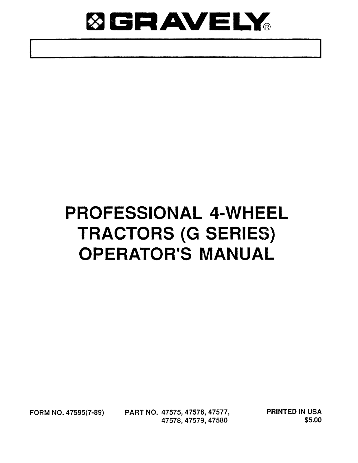 Gravely 20-G User Manual