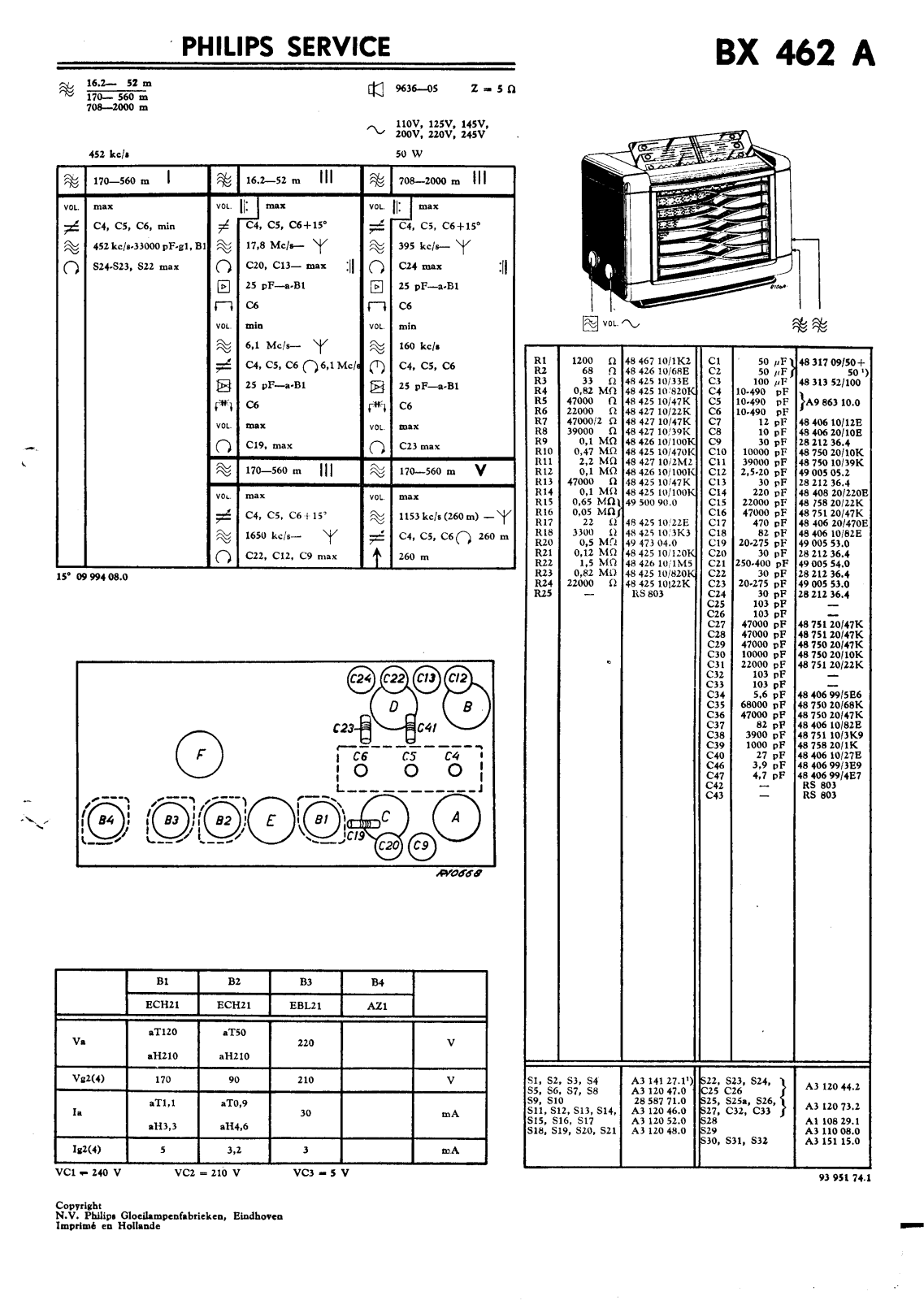 Philips BX462A Schematic