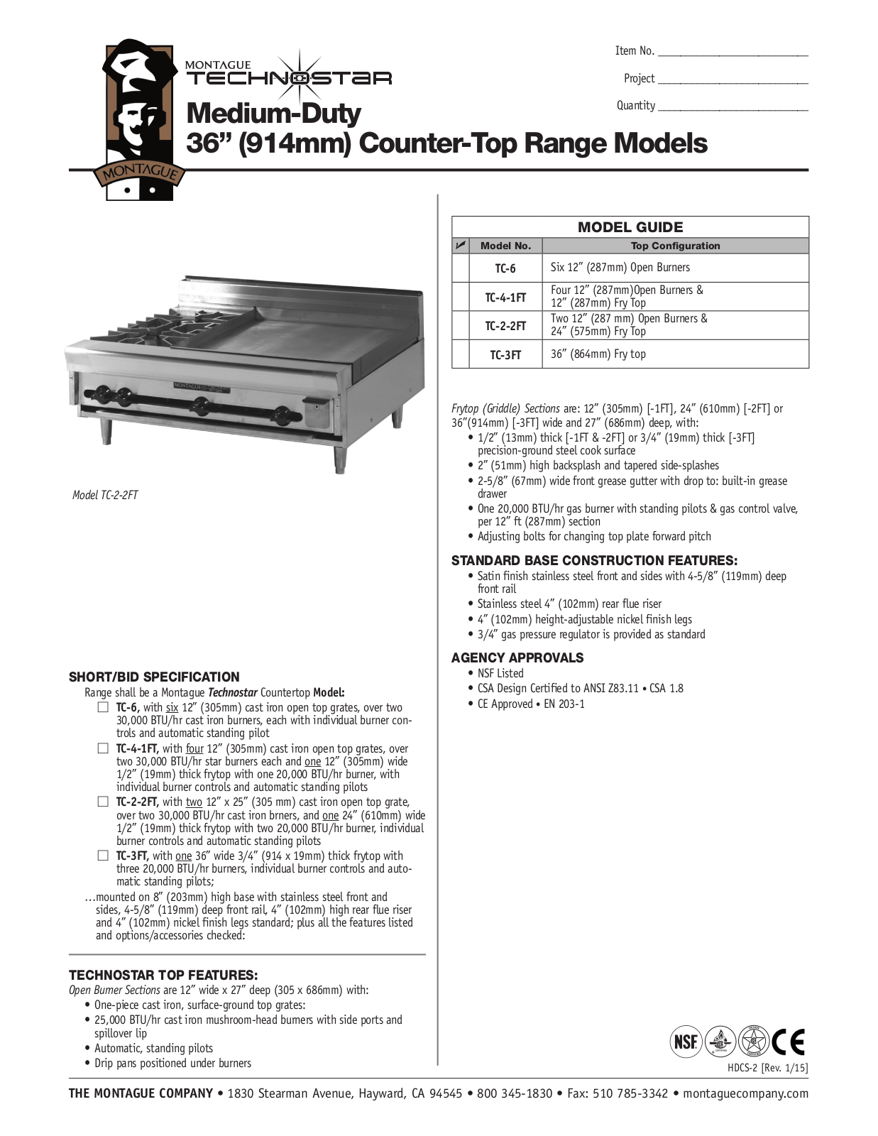 Montague TC-2-2FT User Manual